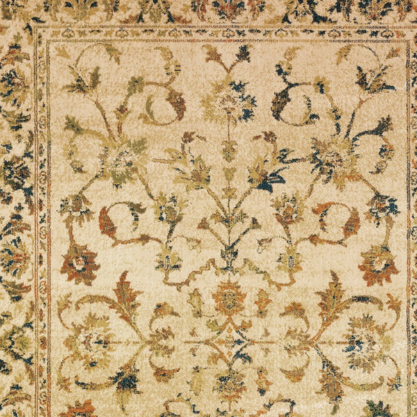 Homeroots 10' X 13' Beige Gold And Teal Oriental Power Loom Stain Resistant Area Rug Beige,Gold Polypropylene 509072