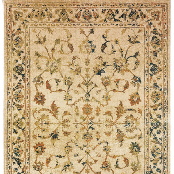 Homeroots 10' X 13' Beige Gold And Teal Oriental Power Loom Stain Resistant Area Rug Beige,Gold Polypropylene 509072