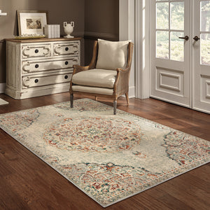 Homeroots 6' X 9' Grey Rust Deep Teal Beige And Orange Oriental Power Loom Stain Resistant Area Rug  Polypropylene 509076