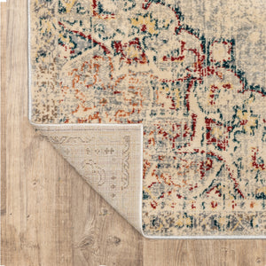 Homeroots 6' X 9' Grey Rust Deep Teal Beige And Orange Oriental Power Loom Stain Resistant Area Rug  Polypropylene 509076