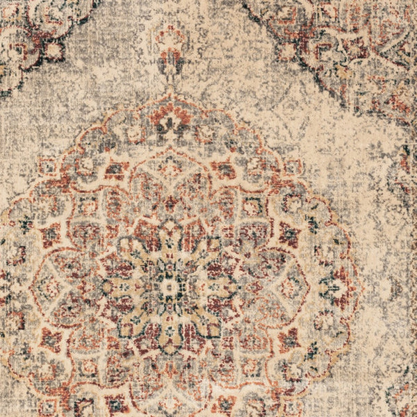 Homeroots 10' X 13' Grey Rust Deep Teal Beige And Orange Oriental Power Loom Stain Resistant Area Rug  Polypropylene 509078