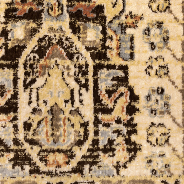 Homeroots 5' X 7' Beige Grey Dolphin Blue Deep Teal Gold And Orange Oriental Power Loom Stain Resistant Area Rug  Polypropylene 509081