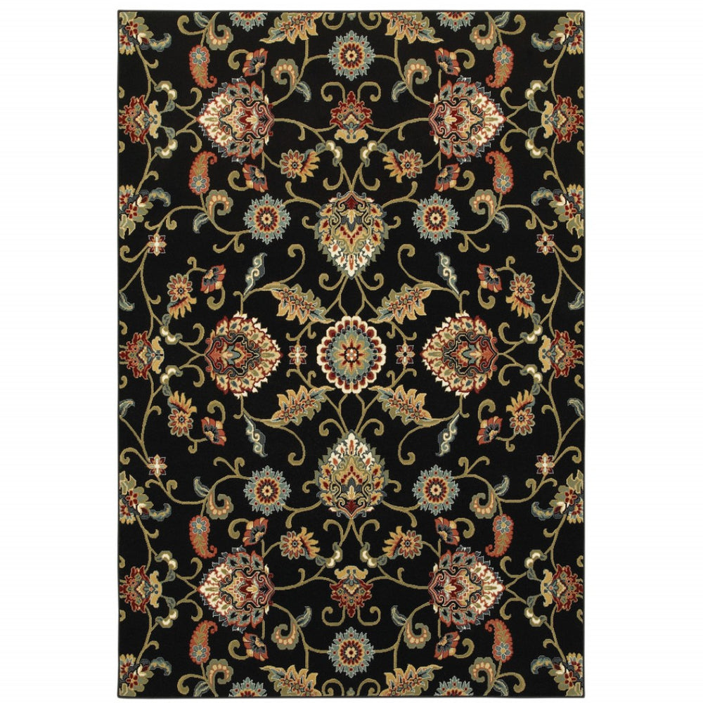 HomeRoots 4' Floral Power Loom Area Rug in Vibrant Multicolor Design, Stain Resistant & Low Maintenance 5' X 8' 509088