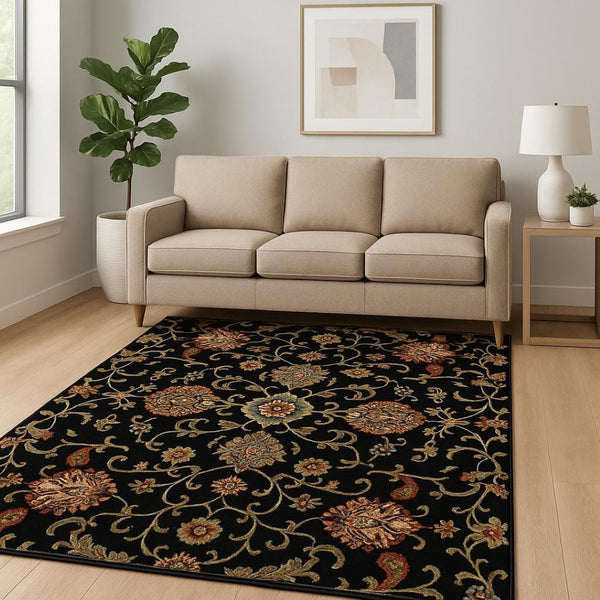 HomeRoots 4' Floral Power Loom Area Rug in Vibrant Multicolor Design, Stain Resistant & Low Maintenance 5' X 8' 509088
