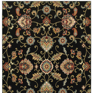 Homeroots 6' X 9' Black And Yellow Floral Power Loom Area Rug Black,Multi Polypropylene 509089