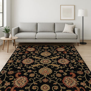 HomeRoots 4' Floral Power Loom Area Rug in Vibrant Multicolor Design, Stain Resistant & Low Maintenance 10' X 13' 509091