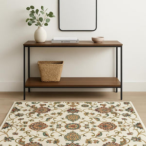 HomeRoots 4' Floral Power Loom Area Rug in Vibrant Multicolor Design, Stain Resistant & Low Maintenance 4' X 6' 509094