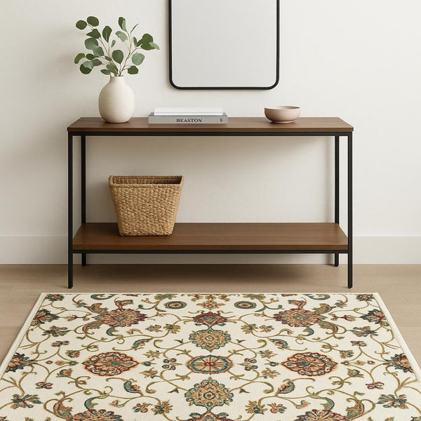 HomeRoots 4' Floral Power Loom Area Rug in Vibrant Multicolor Design, Stain Resistant & Low Maintenance 4' X 6' 509094