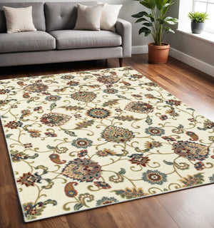 HomeRoots 4' Floral Power Loom Area Rug in Vibrant Multicolor Design, Stain Resistant & Low Maintenance 5' X 8' 509095