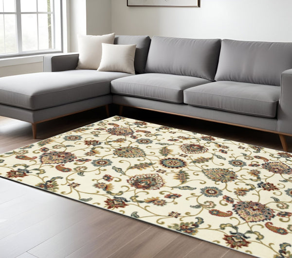 HomeRoots 4' Floral Power Loom Area Rug in Vibrant Multicolor Design, Stain Resistant & Low Maintenance 10' X 13' 509098