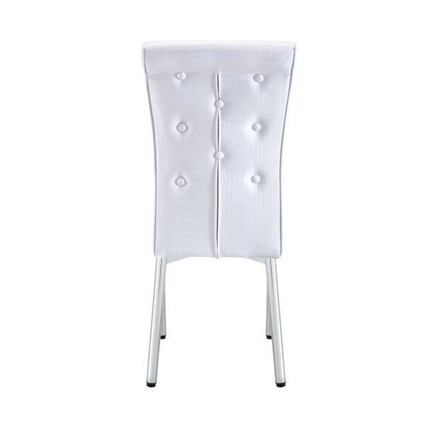 English Elm Set of 4 Glam Faux Leather Dining Chairs with Crystal Buckle and Gold Tone Legs White W3226P311055