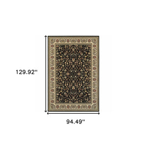 Homeroots 8' X 11' Black And Ivory Oriental Power Loom Stain Resistant Area Rug Black,Ivory Polypropylene 509104