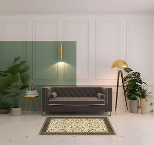 Homeroots 4' X 6' Ivory And Black Oriental Power Loom Stain Resistant Area Rug Ivory,Black Polypropylene 509108