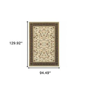 Homeroots 8' X 11' Ivory And Black Oriental Power Loom Stain Resistant Area Rug Ivory,Black Polypropylene 509111