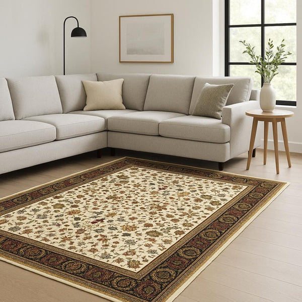 HomeRoots 4' Black and Ivory Power Loomed Oriental Area Rug - Stain Resistant, Timeless Elegance for Any Room 10' X 13' 509112