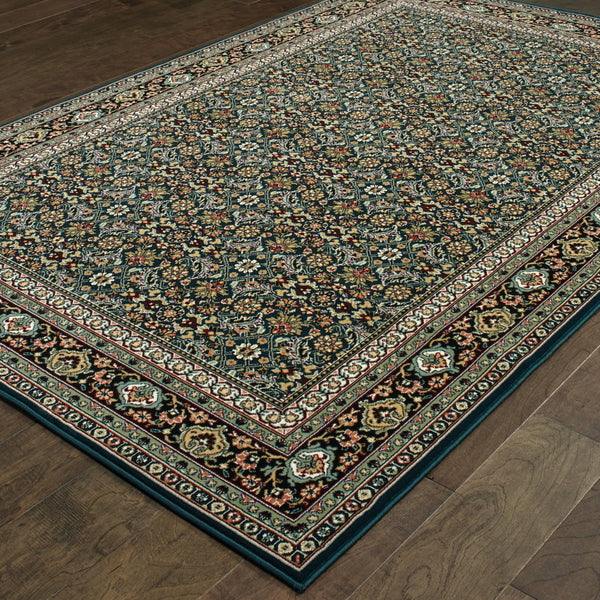 Homeroots 4' X 6' Blue And Green Oriental Power Loom Area Rug  Polypropylene 509115