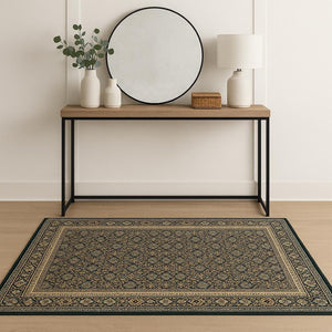 HomeRoots 4' Elegant Blue and Green Oriental Power Loom Area Rug for High Traffic Areas, Soft and Durable Design 4' X 6' 509115