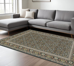 HomeRoots 4' Elegant Blue and Green Oriental Power Loom Area Rug for High Traffic Areas, Soft and Durable Design 7' X 10' 509117