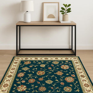 HomeRoots 4' Timeless Navy and Ivory Oriental Power Loom Area Rug - Stain-Resistant for Easy Care and Style 4' X 6' 509122