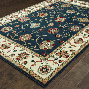 HomeRoots 4' Timeless Navy and Ivory Oriental Power Loom Area Rug - Stain-Resistant for Easy Care and Style 5' X 8' 509123