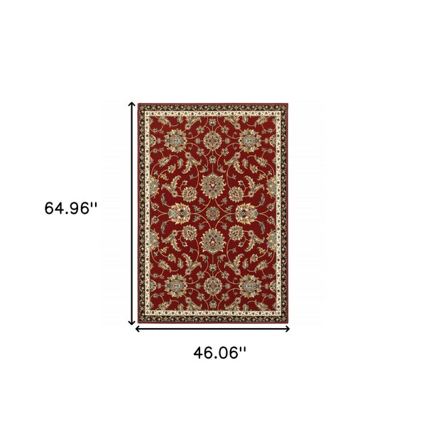 HomeRoots 4' Vibrant Oriental Power Loom Area Rug - Stain Resistant, Durable, Stylish for High-Traffic Spaces 4' X 6' 509129