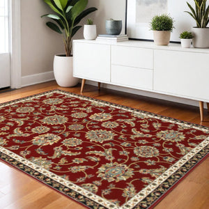HomeRoots 4' Vibrant Oriental Power Loom Area Rug - Stain Resistant, Durable, Stylish for High-Traffic Spaces 4' X 6' 509129