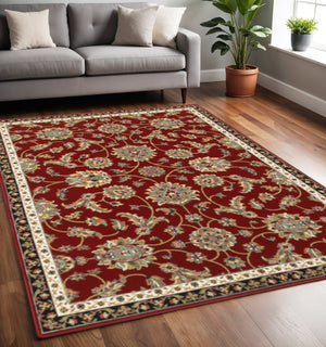 HomeRoots 4' Vibrant Oriental Power Loom Area Rug - Stain Resistant, Durable, Stylish for High-Traffic Spaces 5' X 8' 509130