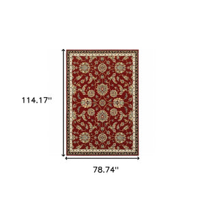 HomeRoots 4' Vibrant Oriental Power Loom Area Rug - Stain Resistant, Durable, Stylish for High-Traffic Spaces 7' X 10' 509131