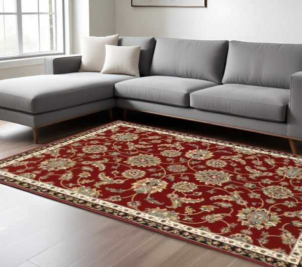 HomeRoots 4' Vibrant Oriental Power Loom Area Rug - Stain Resistant, Durable, Stylish for High-Traffic Spaces 8' X 11' 509132