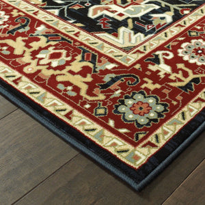 HomeRoots 4' Red and Ivory Oriental Area Rug - Stain Resistant, Durable Power Loom Design for High-Traffic Spaces 5'3" x 7'6" 509137