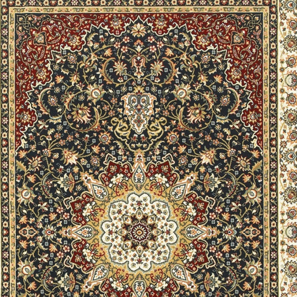 HomeRoots 5' Elegant Red and Ivory Floral Medallion Area Rug - Durable, Stain-Resistant Design for Any Room 4' X 6' 509143
