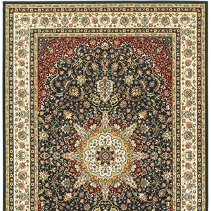 HomeRoots 5' Elegant Red and Ivory Floral Medallion Area Rug - Durable, Stain-Resistant Design for Any Room 4' X 6' 509143