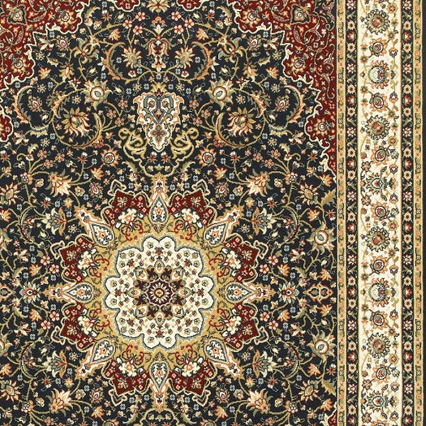 HomeRoots 5' Elegant Red and Ivory Floral Medallion Area Rug - Durable, Stain-Resistant Design for Any Room 8' X 11' 509146