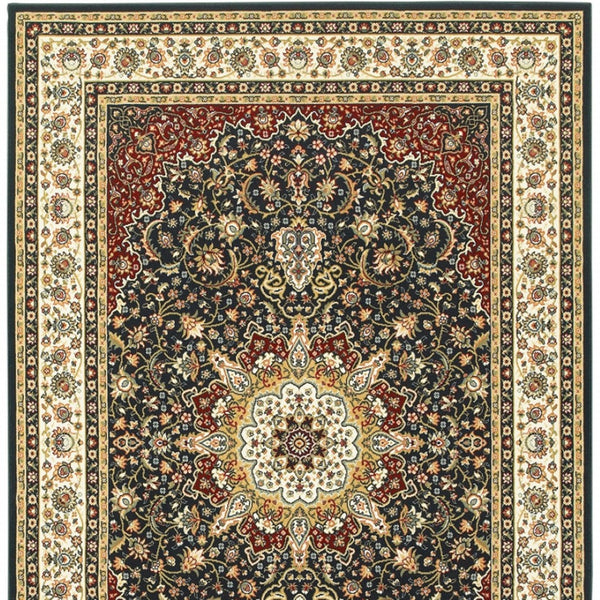 HomeRoots 5' Elegant Red and Ivory Floral Medallion Area Rug - Durable, Stain-Resistant Design for Any Room 8' X 11' 509146