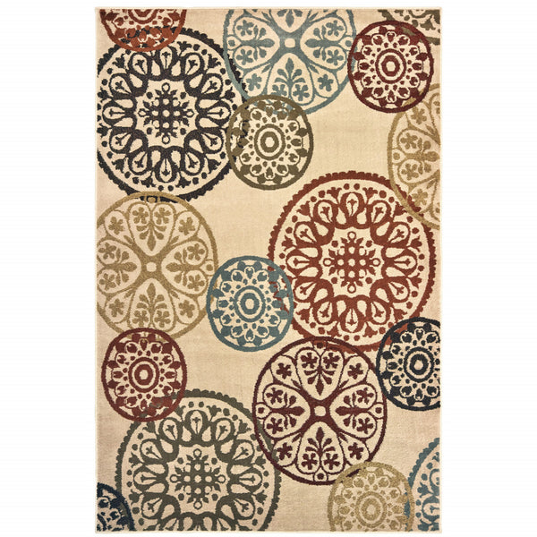 Homeroots 3' X 5' Beige Geometric Power Loom Stain Resistant Area Rug  Polypropylene 509173