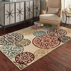 Homeroots 3' X 5' Beige Geometric Power Loom Stain Resistant Area Rug  Polypropylene 509173