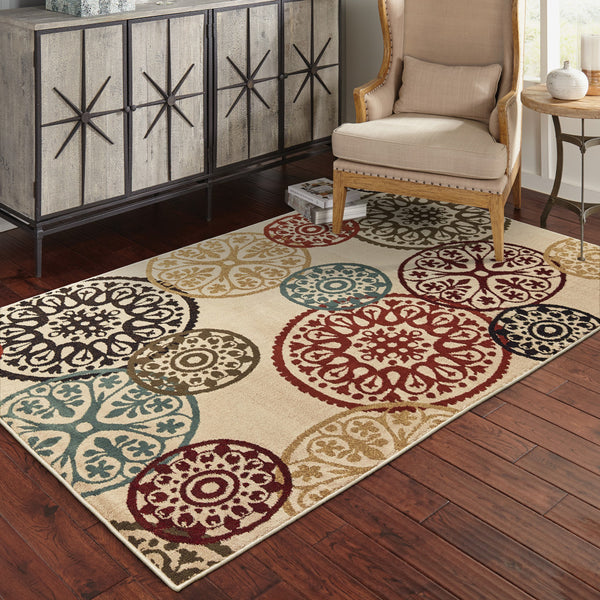Homeroots 3' X 5' Beige Geometric Power Loom Stain Resistant Area Rug  Polypropylene 509173