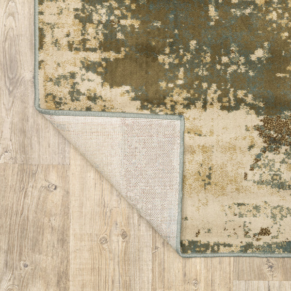 Homeroots 3' X 5' Teal Blue Brown Green And Beige Abstract Power Loom Stain Resistant Area Rug  Polypropylene 509176
