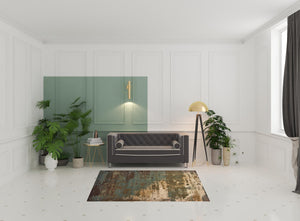 Homeroots 5' X 7' Teal Blue Brown Green And Beige Abstract Power Loom Stain Resistant Area Rug  Polypropylene 509177