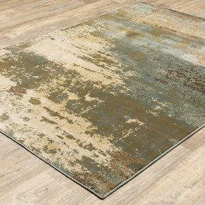 Homeroots 6' X 9' Teal Blue Brown Green And Beige Abstract Power Loom Stain Resistant Area Rug  Polypropylene 509178