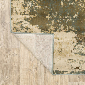 Homeroots 6' X 9' Teal Blue Brown Green And Beige Abstract Power Loom Stain Resistant Area Rug  Polypropylene 509178