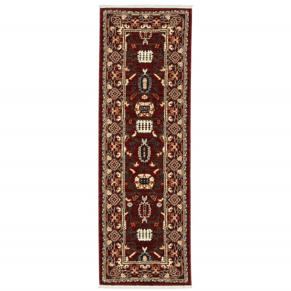 HomeRoots 2' Elegant Oriental Power Loom Runner Rug - Stain Resistant, Soft Pile, Perfect for Hallways & Entryways 2' x 6' 509181