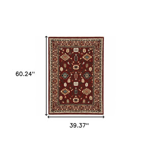 HomeRoots 2' Elegant Oriental Power Loom Runner Rug - Stain Resistant, Soft Pile, Perfect for Hallways & Entryways 3' x 5' 509182