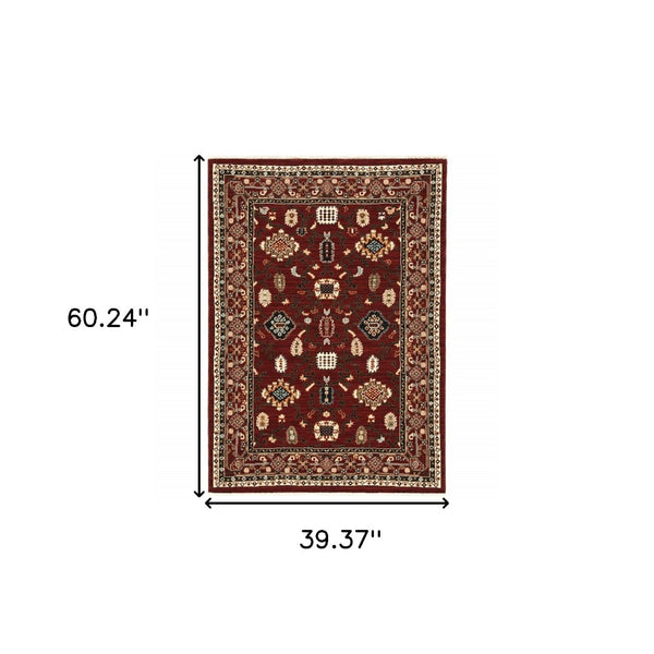 HomeRoots 2' Elegant Oriental Power Loom Runner Rug - Stain Resistant, Soft Pile, Perfect for Hallways & Entryways 3' x 5' 509182