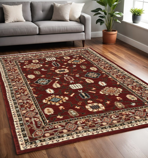 HomeRoots 2' Elegant Oriental Power Loom Runner Rug - Stain Resistant, Soft Pile, Perfect for Hallways & Entryways 5' X 8' 509183