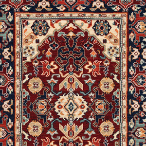HomeRoots 6' Luxurious Red and Blue Oriental Runner Rug - Durable Wool-Nylon Blend for Timeless Elegance 5' X 8' 509189