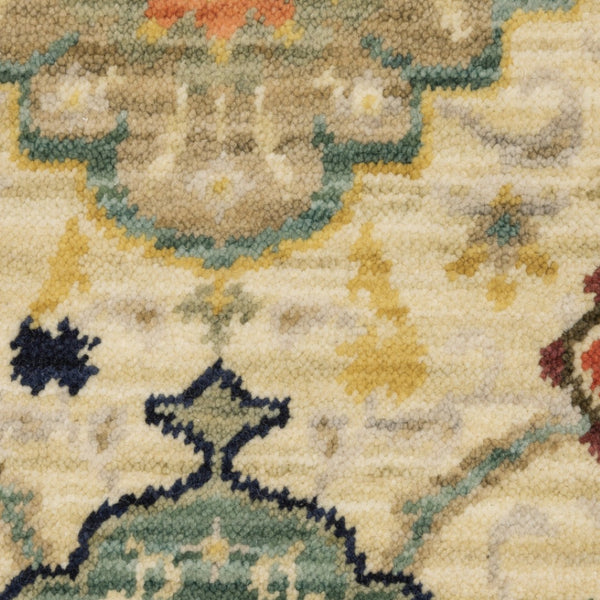 HomeRoots 2' Elegant Beige and Pale Blue Oriental Runner Rug - Stain Resistant, Fringed, Ideal for High Traffic Areas 2' x 6' 509194