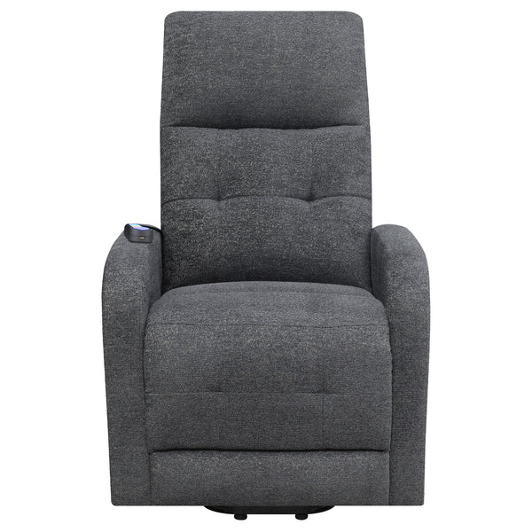 English Elm Lyle Charcoal Power Lift Massage Chair with Heat, USB Remote, Gel Memory Foam & Dual Storage Pockets B062P333409