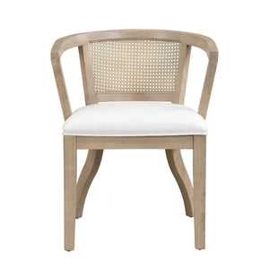 English Elm Christopher Knight Home® - Dining Armchairs Set Of 2 - Elegant Cream Upholstered Chairs With Cane Back For Stylish Comfort N771P290371A