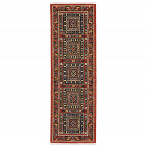 HomeRoots 2' Vibrant Oriental Power Loom Runner Rug - Stain Resistant, Classic Fringe for Hallways & Entryways 2' x 6' 509201